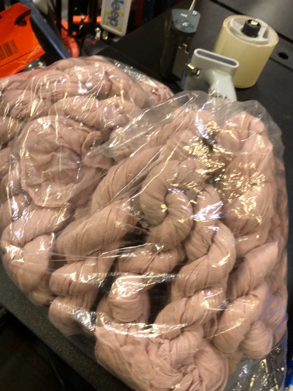 Photo 1 of DeZerlor Pink Cheesecloth Table Runner 6 Pack Valentine's Day Dusty Pink Boho Gauze Table Runners 120 Inches Long Spring Table Decorations for Wedding Bridal Girl Baby Shower Easter Sweet 16 Party