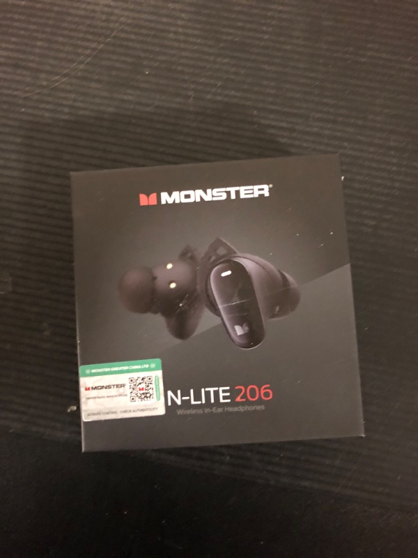 Photo 2 of Monster N-Lite 206 Bluetooth Wireless Earbuds in Ear Headphones, Bluetooth 5.4 Ear Buds Built-in Mic, Comfortable Fit, Touch Control, Type-C Fast Charging, IPX6 Waterproof, 25H Playtime, Black