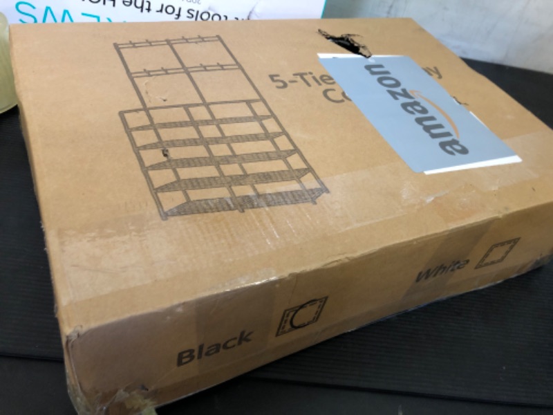 Photo 1 of Laiensia 5-Tier Entryway Coat Rack, Coat and Shoe Rack, Entryway Bench Storage Organizer with 8 Hooks for Bedroom, Hallway, Office, Black