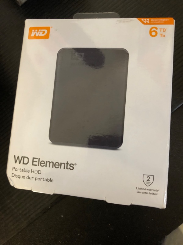 Photo 1 of WD 6TB Elements Portable External Hard Drive for Windows, USB 3.2 Gen 1/USB 3.0 for PC & Mac, Plug and Play Ready - WDBHJS0060BBK-WESN
