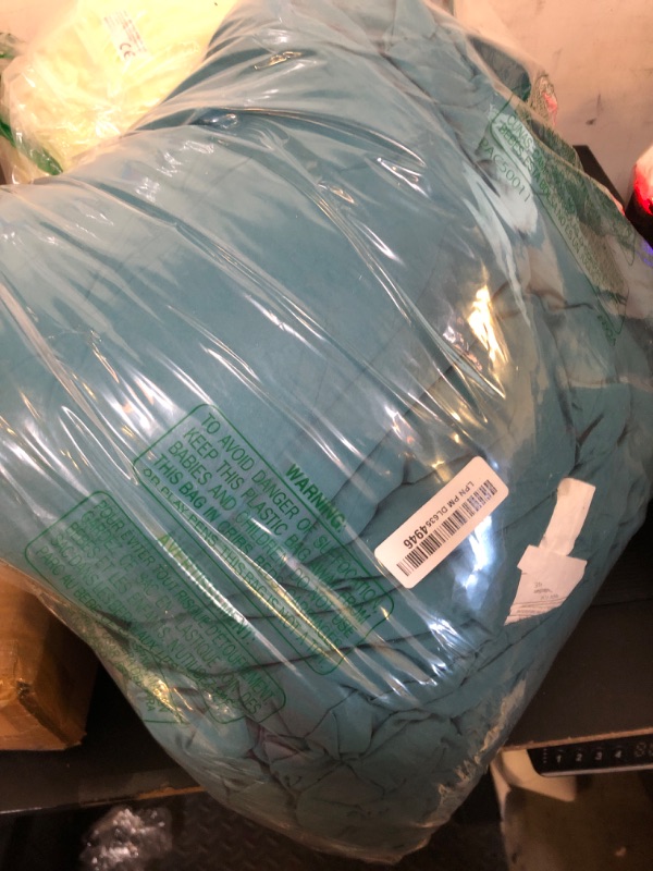 Photo 1 of Chezmoi Collection Nora Teal Comforter Set Full Size 3-Piece Fluffy Soft Lightweight Bedding Ruffled Edge Trim Stone-Washed Microfiber Comforter Set for All Season