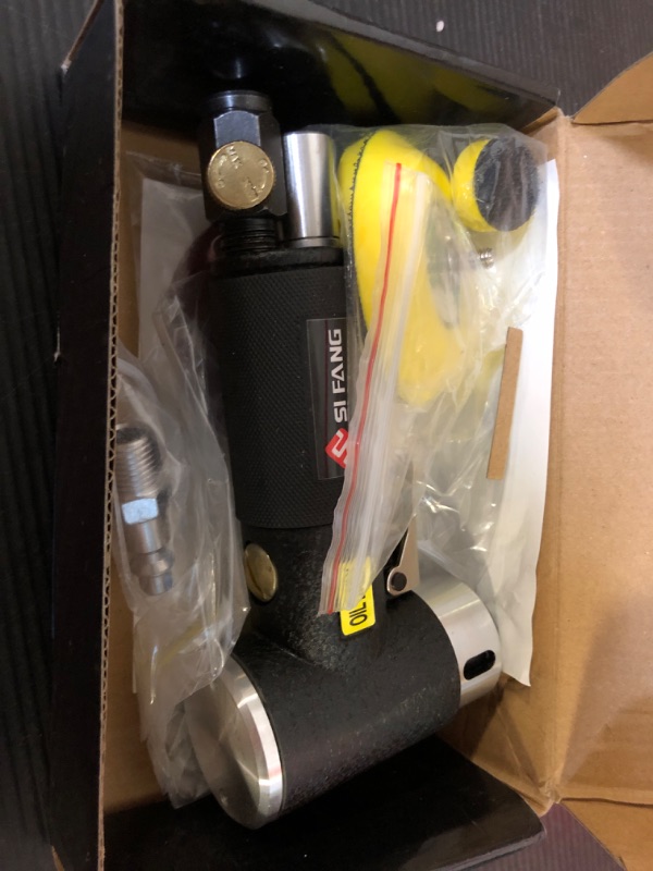 Photo 1 of SI FANG 48Pcs 1'' 2'' 3'' Mini Random Orbital Air Sander Kit, High Speed Pneumatic Mini Sanders Polisher for Auto Body Work, Includes 1/2/3in Polishing Sponge & Wool Pads, Sandpapers (Black)