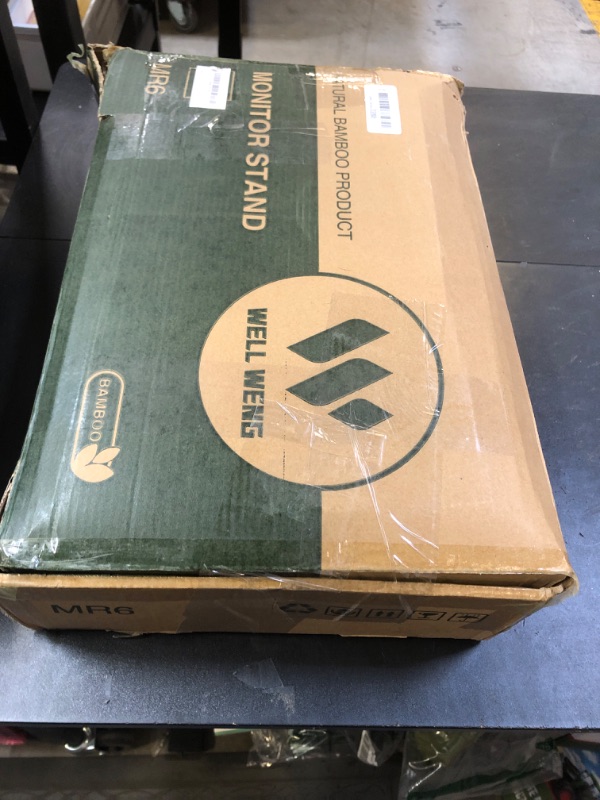 Photo 1 of WELL WENG Monitor Riser for 2 Larger Monitors,Dual Monitor Stand with Drawer,Natural Bamboo