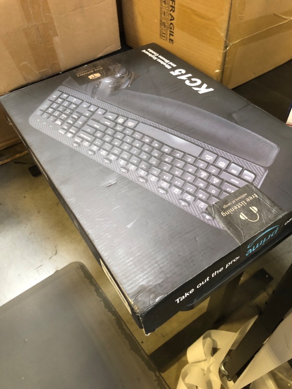 Photo 1 of Wireless Keyboard and Mouse Combo, Ergonomic Wave Keys, Cushioned Plam Rest, Comfortable Silent Natural Typing, 2.4G Lag-Free, Full Size Keyboards Cordless Set for Multi-OS, Windows/Mac -SABLUTE
