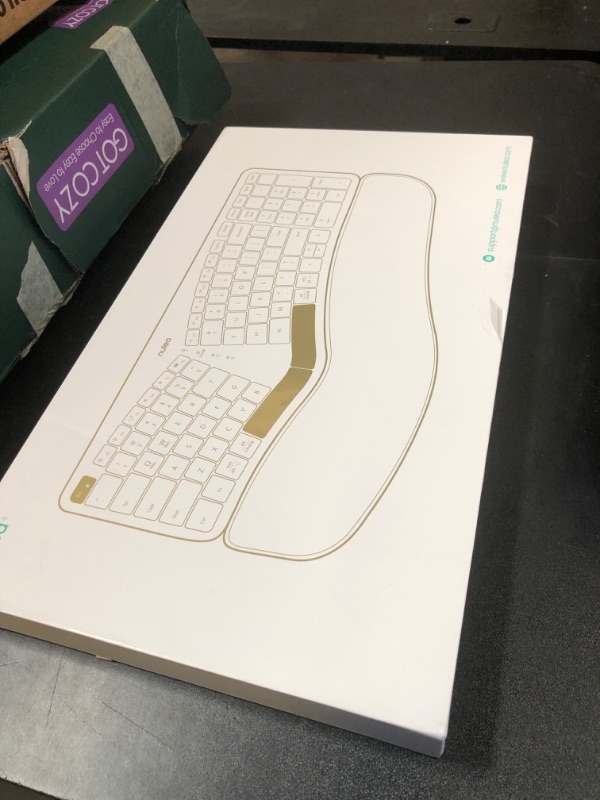 Photo 1 of Nulea RT05B Wireless Ergonomic Keyboard, Split Keyboard with Cushioned Wrist Rest, Bluetooth and USB Connectivity, USB-C Rechargeable Black Grey