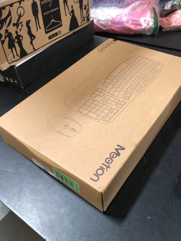 Photo 1 of MEETION Wave Ergonomic Keyboard and Mouse Wireless, USB/Bluetooth Wave Ergo Keyboard with Wrist Rest, 4 DPI Adjustable Swing Wheel Silent Wireless Mouse Rechargeable for Windows/Mac/Android Director-D