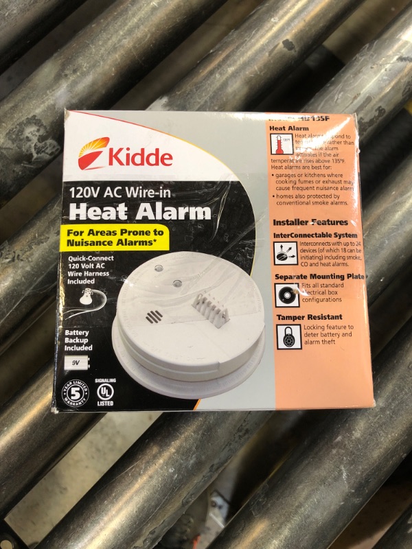 Photo 1 of Kidde Heat Detector, Hardwired with Battery Backup & 2 LEDs, Interconnect Capability, Ideal for Garages