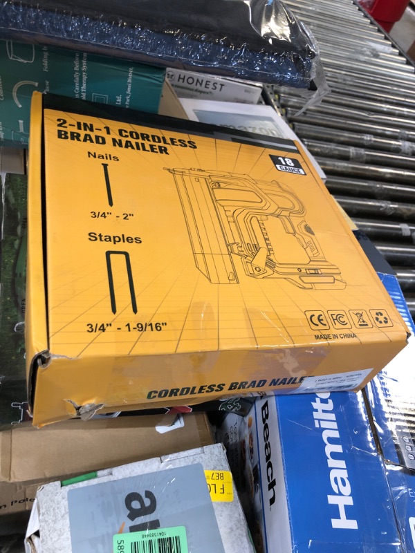 Photo 1 of Cordless 2" Brad Nailer for Dewalt 20V Battery (No Battery), 2-in-1 Electric Nail Gun/Staple Gun, 18 Gauge Nail Gun Battery Powered with 1000 Nails for Wood Carpentry, Adjustable Depth, 2 Modes