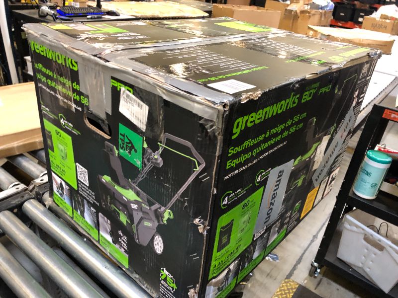 Photo 1 of Greenworks 80V (75+ Compatible Tools) 22” Brushless Cordless Snow Blower, 4.0Ah Battery and Charger Included