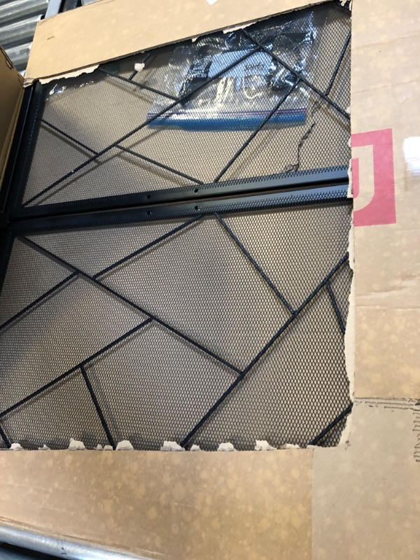 Photo 1 of Fire Beauty Fireplace Screen with Hinged Doors Cast Iron Border Sturdy Steel Frame Durable Metal Mesh Decorative Spark Guard Black Finish(Middle)