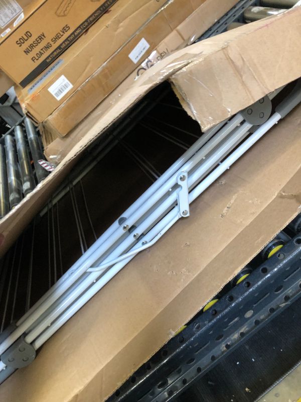 Photo 1 of mDesign Tall Metal Foldable Laundry Clothes Drying Rack Stand - Compact, Portable, Folding, and Collapsible for Storage - Large Capacity, 27 Drying Rods, 46 Feet of Drying Hanger Space - White/Gray