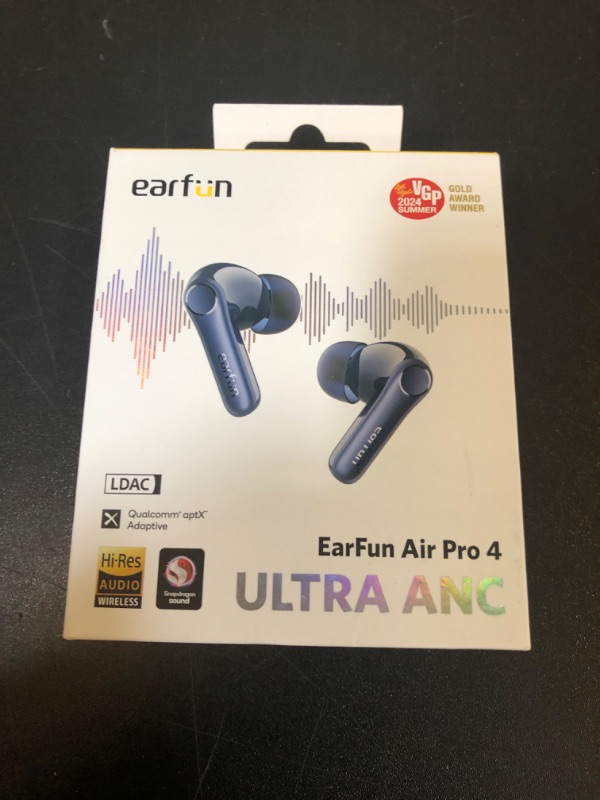 Photo 2 of EarFun Air Pro 4 Adaptive Hybrid Noise Canceling Wireless Earbuds, Qualcomm Snapdragon Sound, aptX Lossless, 6 Mics AI CVC 8.0 Call, LDAC Hi-Res Audio, 52H Playtime, Bluetooth 5.4 (Royal Blue)