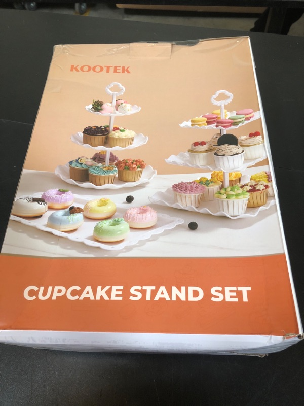 Photo 2 of Kootek Dessert Cupcake Stand, 10pcs Dessert Table Display Set, 3 Tiered Cup Cake Holder Tower Stand& Cookie Serving Trays for Wedding, Tea Party, Birthday, Baby Shower