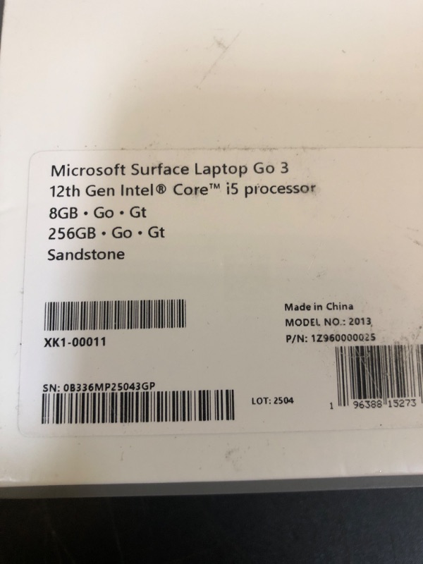 Photo 3 of Microsoft Surface Laptop Go 3 (2023) - 12.4" Touchscreen, Thin & Lightweight, Intel Core i5, 8GB RAM, 256GB SSD SSD, with Windows 11, Sandstone Color Copilot