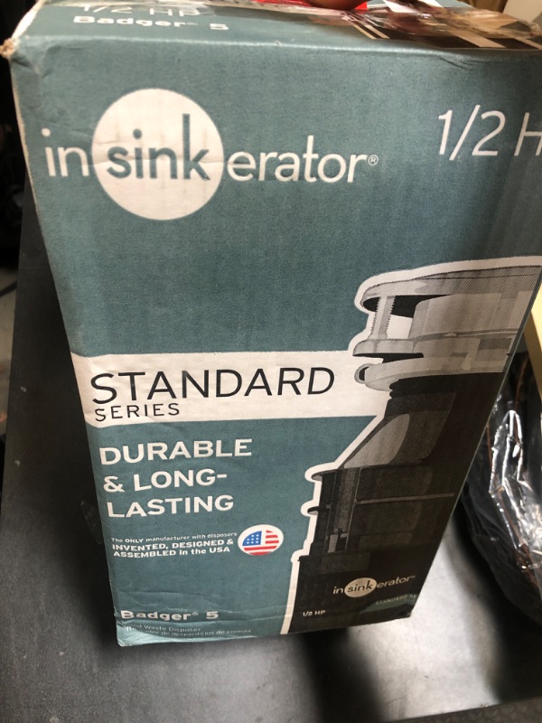 Photo 2 of InSinkErator Badger 5 Garbage Disposal, Standard Series 1/2 HP Continuous Feed Food Waste Disposer, Black, Set of 1