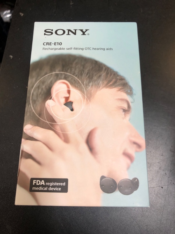 Photo 3 of Sony CRE-E10 Self-Fitting OTC Hearing Aids for Mild to Moderate Hearing Loss, Prescription-Grade Sound Quality, Comfortable Earbud Design, Bluetooth Enabled for iOS, and Rechargeable Battery, Black