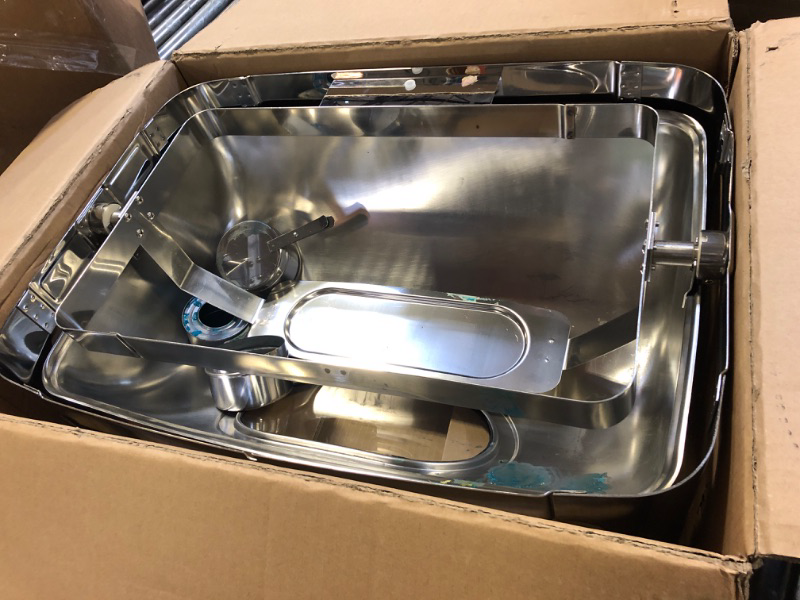 Photo 1 of IMACONE Roll Top Chafing Dish Buffet Set w/Visible Window, 9QT Stainless Steel Chafers and Buffet Warmer for Catering with Half Size Food & Water Pan, Fold Frame, Fuel Holder for Event Party Holiday