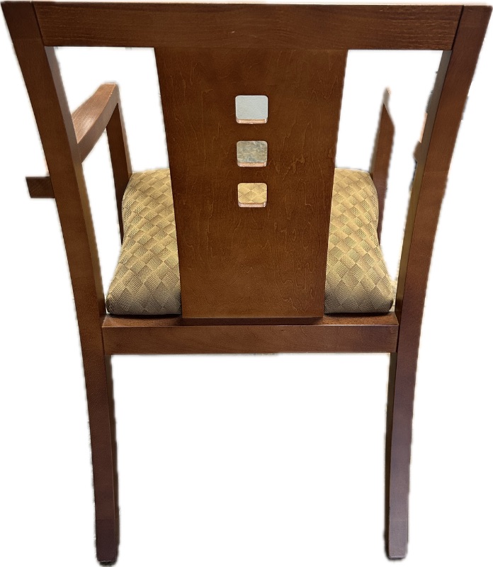 Photo 1 of WALNUT ARM CHAIR W BROWN FABRIC SEAT