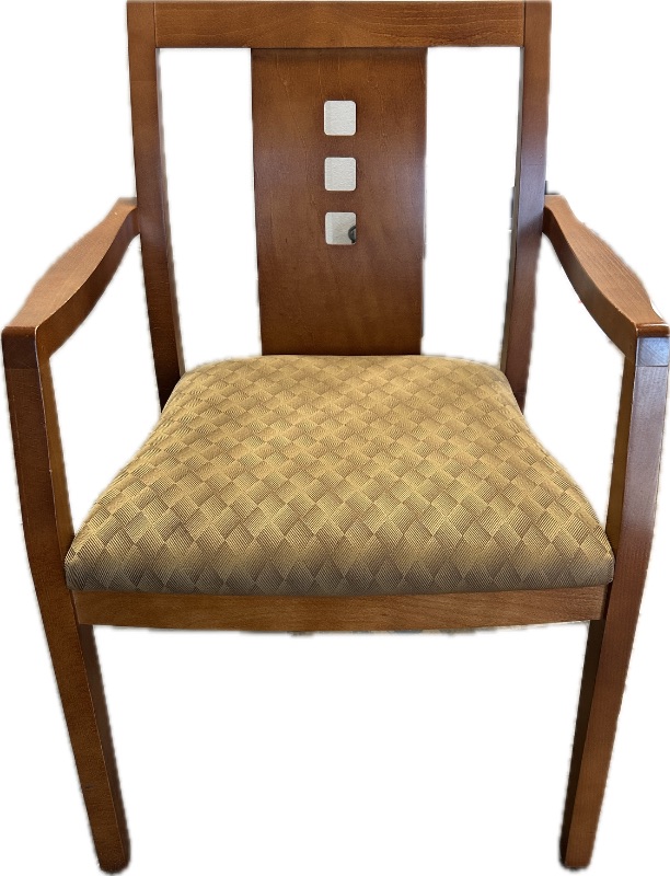 Photo 1 of WALNUT ARM CHAIR W BROWN FABRIC SEAT