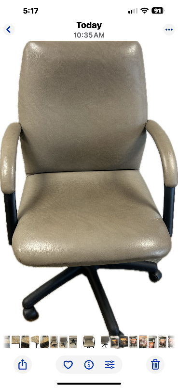 Photo 1 of BEIGE SWIVEL LEATHER OFFICE CHAIR ON CASTERS
