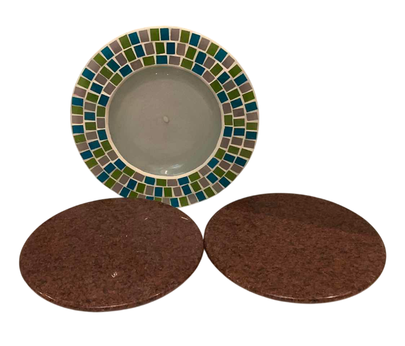 Photo 1 of 2 STONE LAZY SUSANS AND A SERVICE PLATTER