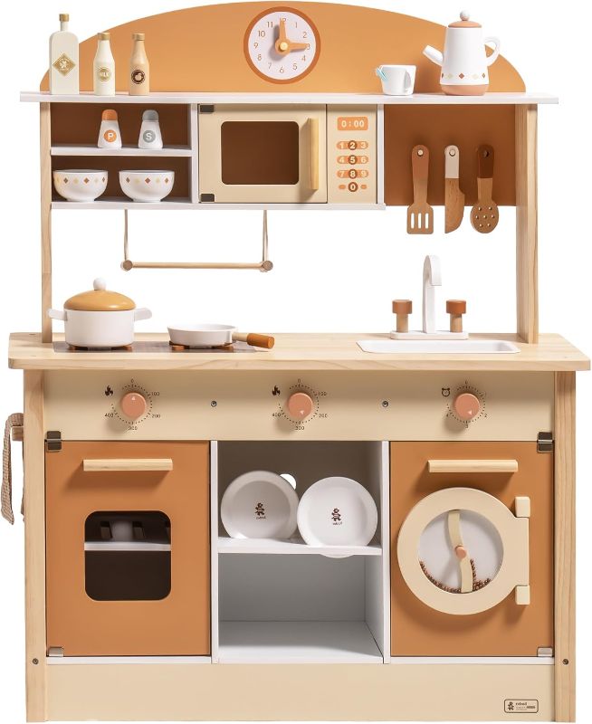 Photo 1 of 
ROBUD Wooden Play Kitchen for Kids Toddlers, Kids Kitchen Playset with Realistic Accessories, Toy Kitchen Set