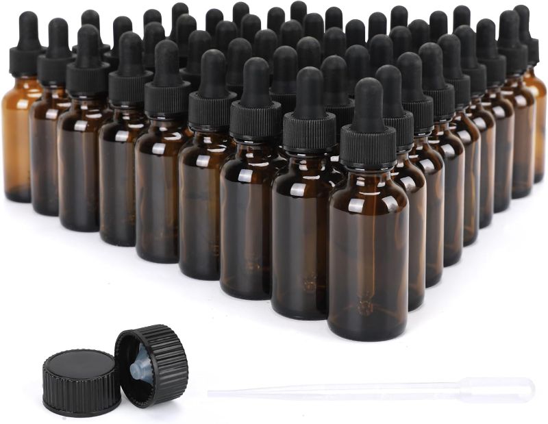 Photo 1 of 1 oz Eye Dropper Bottle(48 Pack), 30ml Amber Glass Bottles with Glass Eye Dropper for Essential Oils, Chemistry Lab Chemicals, Colognes & Perfumes
