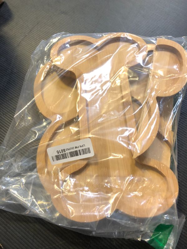 Photo 1 of 2 Pack Bamboo Serving Trays with Grooves Wooden Dog Paw Bone Shaped Snack Platters Bamboo Charcuterie Board Wood Candy Dish Bowl for Dog Birthday Party Supplies(11.61x11.81 Inch,6.61x11.81 Inch)