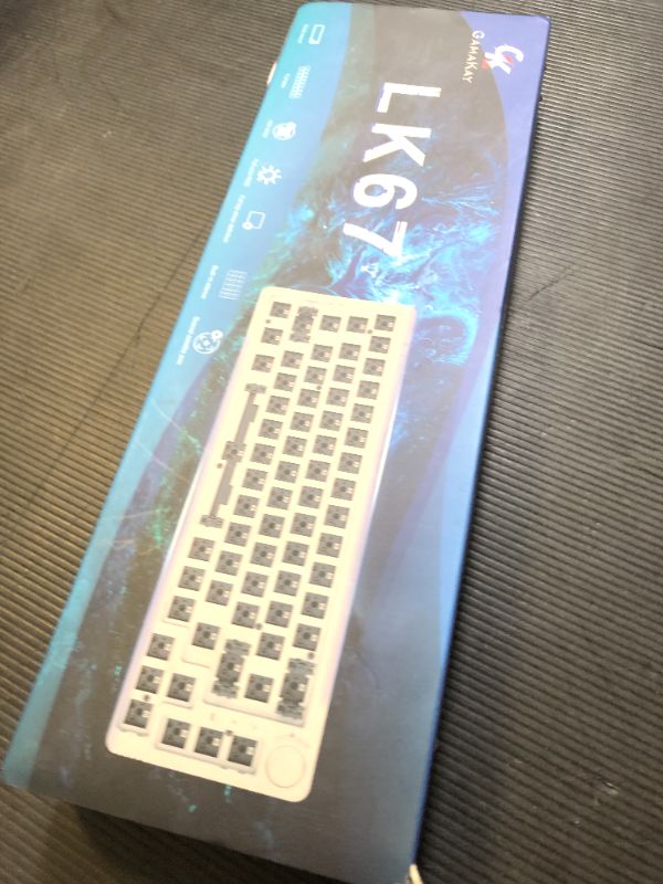 Photo 1 of GK GAMAKAY LK67 65% RGB Modular DIY Mechanical Keyboard, 67 Keys Hot Swappable 3pin/5pin Switch, Programmable Triple Mode Bluetooth 5.0/USB-C Wired/2.4GHz Wireless Customized Keyboard Kit (White)