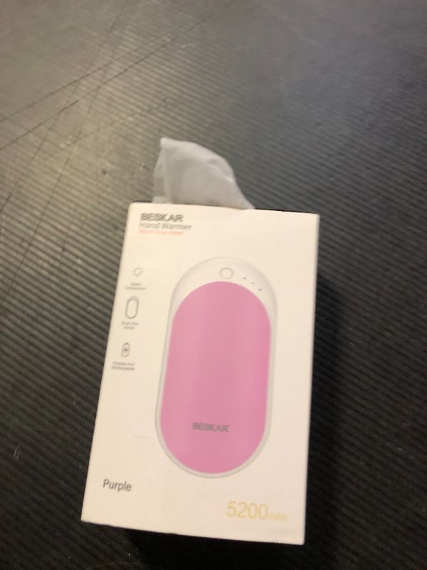 Photo 1 of BESKAR Rechargeable Hand Warmer, Electric Hand Heater, Double-Sided Heating, USB Quick Charge, Portable Pocket Hand Warmer for Outdoor, Golf, Raynauds