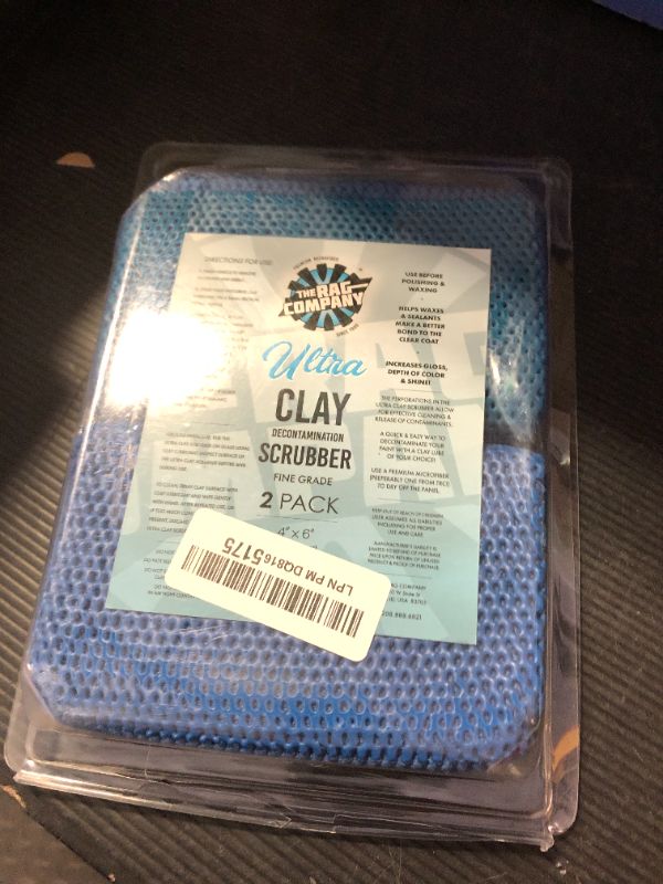Photo 1 of The Rag Company - Ultra Clay Scrubber - Fast and Effective Removal of Paint Contaminants, Light Overspray, and More; Dual Sided Design for Scrubbing and Clay Work; Deep Clean Glass (2-Pack)