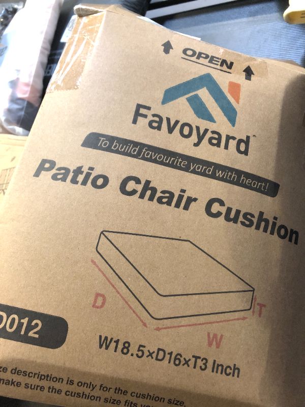 Photo 1 of Favoyard Outdoor Chair Cushion 18.5 x 16 x 3 Inch Rainproof & 3-Year Fade Resistant Patio Furniture Cushions with Removable Cover and Adjustable Ties for Garden Sofa Couch Pads Set of 2, Beige