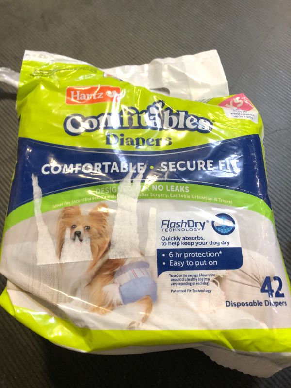 Photo 1 of New! Hartz® Comfitables® Disposable Dog Diapers, Size XXS 42 count, Comfortable & Secure Fit, Easy to Put On, Super Absorbent Male and Female Diaper