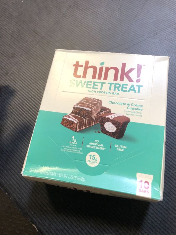 Photo 1 of think! Protein Bars, High Protein Snacks, Gluten Free, Kosher Friendly, Sweet Treat, Chocolate & Creme Cupcake, 10 Count exp 04/07/2025