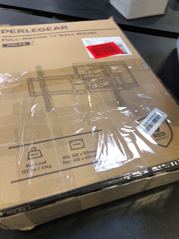 Photo 1 of Perlegear UL Listed Full Motion TV Wall Mount for 42-85 inch TVs up to 132 lbs, TV Mount with Dual Articulating Arms, Tool-Free Tilt, Swivel, Extension, Leveling, Max VESA 600x400mm, 16" Studs, PGLF8