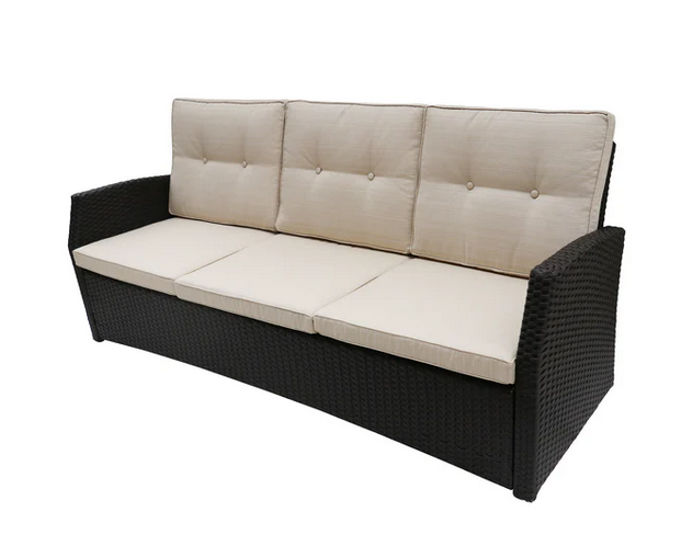 Photo 1 of AMIGO OUTDOOR WICKER GREY AND BEIGE 3 SEATER SOFA