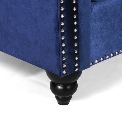 Photo 1 of ZYIERE TUFTED CHESTERFIELD 3 SEATER NAILHEAD BLUE SOFA