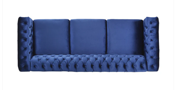 Photo 1 of ZYIERE TUFTED CHESTERFIELD 3 SEATER NAILHEAD BLUE SOFA