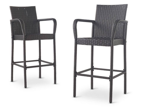 Photo 1 of 2 STACKABLE WICKER OUTDOOR BAR STOOLS GRAY