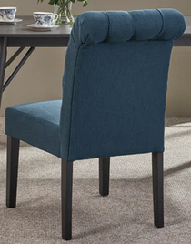 Photo 1 of 2-EMERSON CONTEMPORARY TUFTED ROLLTOP DINING CHAIRS IN NAVY BLUE