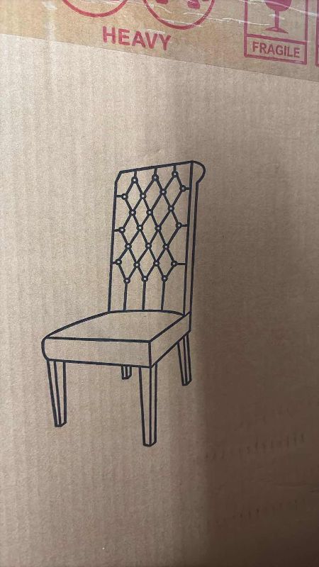 Photo 1 of 2-EMERSON CONTEMPORARY TUFTED ROLLTOP DINING CHAIRS IN NAVY BLUE