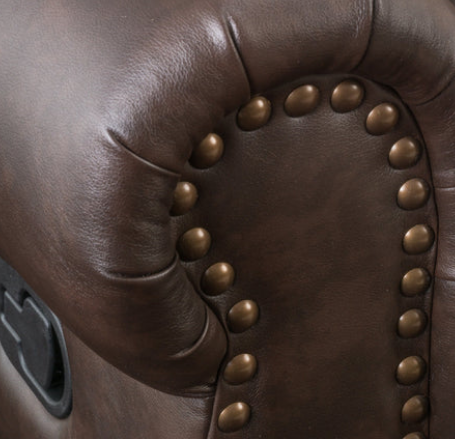 Photo 1 of HARBOR BROWN LEATHER NAIL HEAD GLIDER RECLINER CLUB CHAIR DARK BROWN 