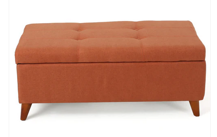 Photo 1 of ETONEY MID-CENTURY MODERN BUTTON TUFTED FABRIC STORAGE OTTOMAN BENCH ORANGE COLOR