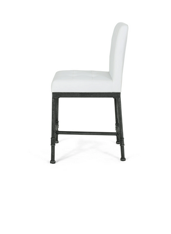 Photo 1 of 2-SAVANNAH INDUSTRIAL MODERN 24" COUNTER STOOL WITH FAUX LEATHER BACKING AND METAL PIPE BASE WHITE 