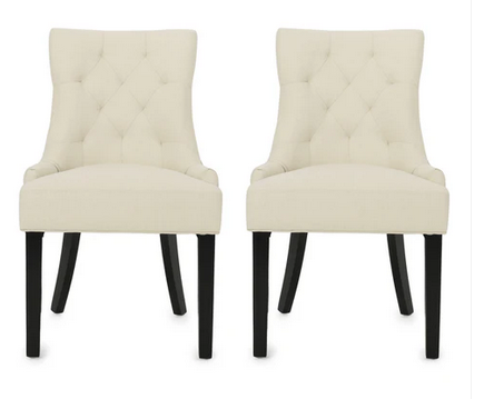 Photo 1 of 2-STACY TUFTED FABRIC DINING CHAIRS BEIGE