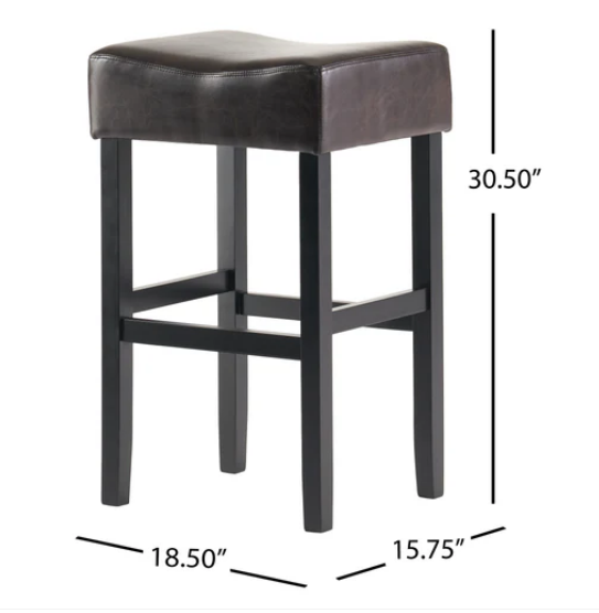 Photo 1 of 2-ADLER 30" BROWN LEATHER BACKLESS BAR STOOLS