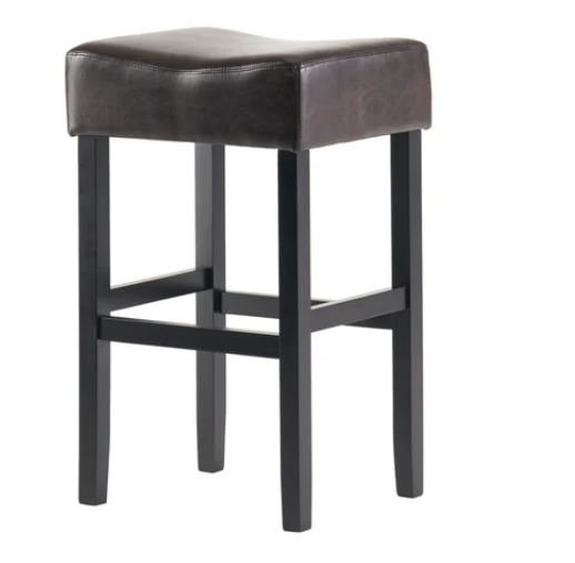 Photo 1 of 2-ADLER 30" BROWN LEATHER BACKLESS BAR STOOLS