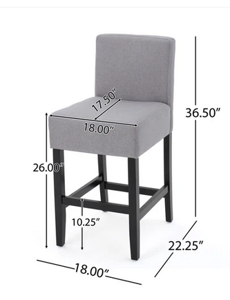 Photo 1 of 2-PETERBOROUGH MODERN 26 INCH FABRIC LIGHT GRAY AND ESPRESSO COUNTER STOOLS