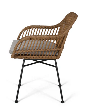 Photo 1 of 2-RODNEY OUTDOOR WOVEN FAUX RATTAN CHAIRS WITH CUSHIONS
