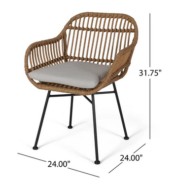 Photo 1 of 2-RODNEY OUTDOOR WOVEN FAUX RATTAN CHAIRS WITH CUSHIONS